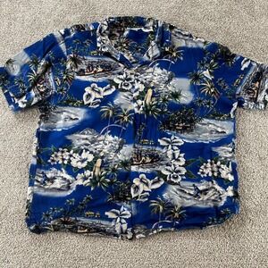 Jade Fashions Shirt Mens XXXL Hawaiian Aloha Palm Tree Button Up Tropical Casual